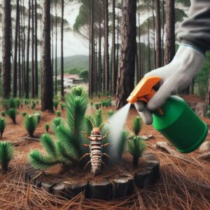 kill weeds in pine trees